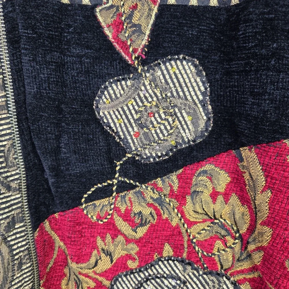 Vintage Julia Kim 3X Artsy Block Patchwork Jacket Embroidered‎ Beaded Boho